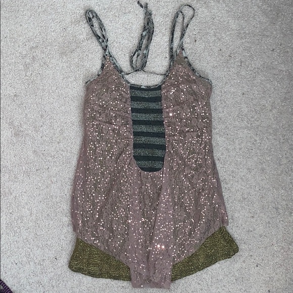 Buckel BKE mauve/blush sequin double layer tanktop - Picture 1 of 5